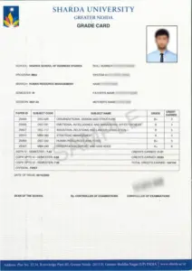 Sharda Online MBA Grade Card