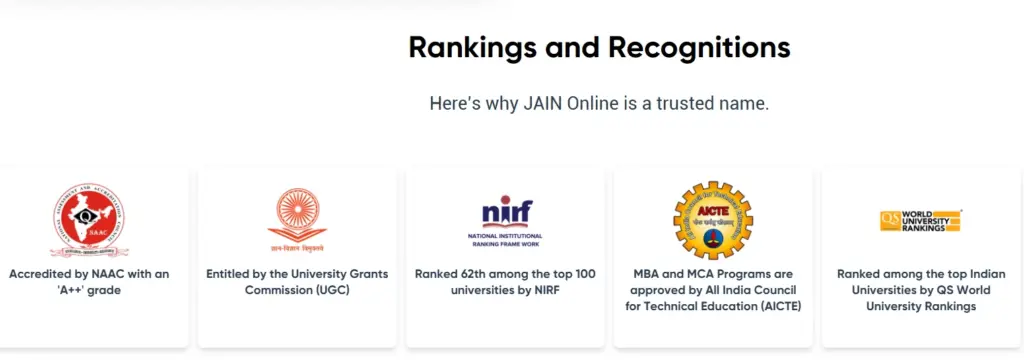 Jain University Online Recognition & Ranking