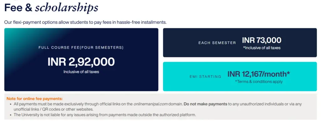 MAHE Online MBA Fees