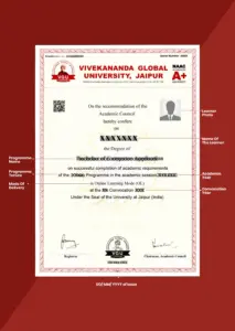 VGU Online MBA Degree Sample Certificate