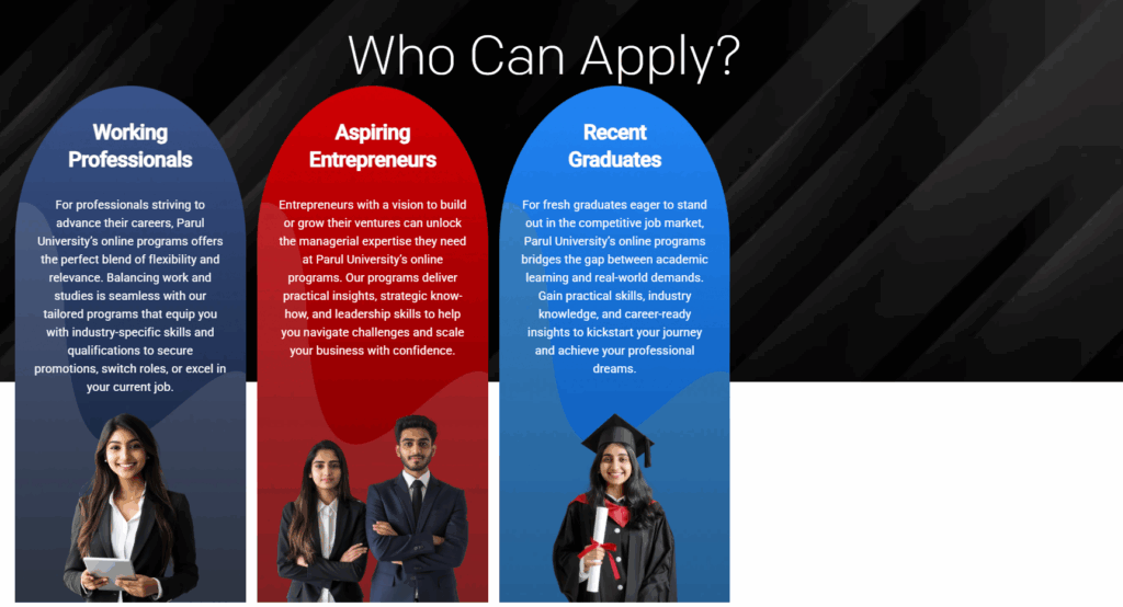 Who can apply for Parul University Online MBA