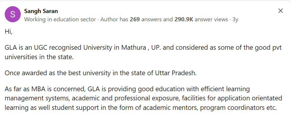 GLA Online MBA Review